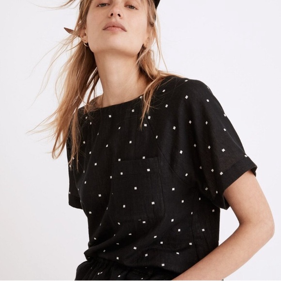 Madewell Lightspun Renwood Button-Back Top in
Square Spot black 100% cotton M - Picture 4 of 6